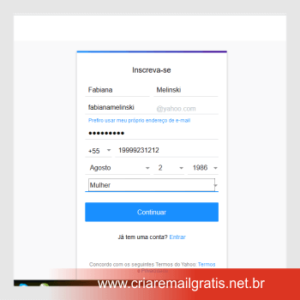 Criar Email Grátis Yahoo