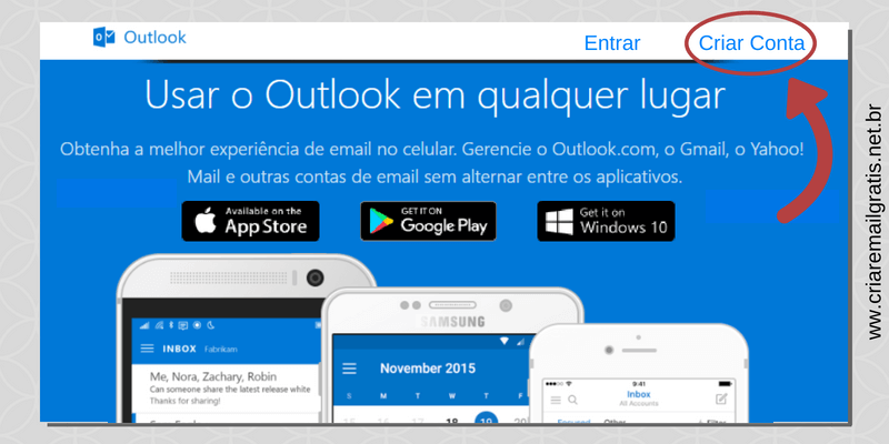 criar email outlook